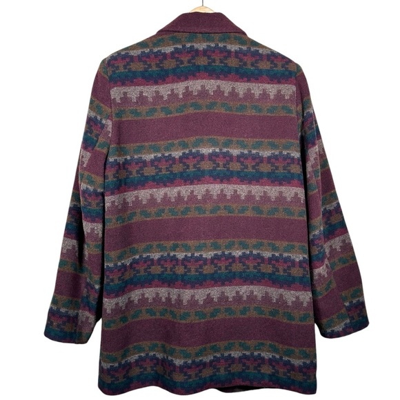 VINTAGE Italian Wool Southwest Print Single Breasted Structured Blazer - Picture 2 of 13